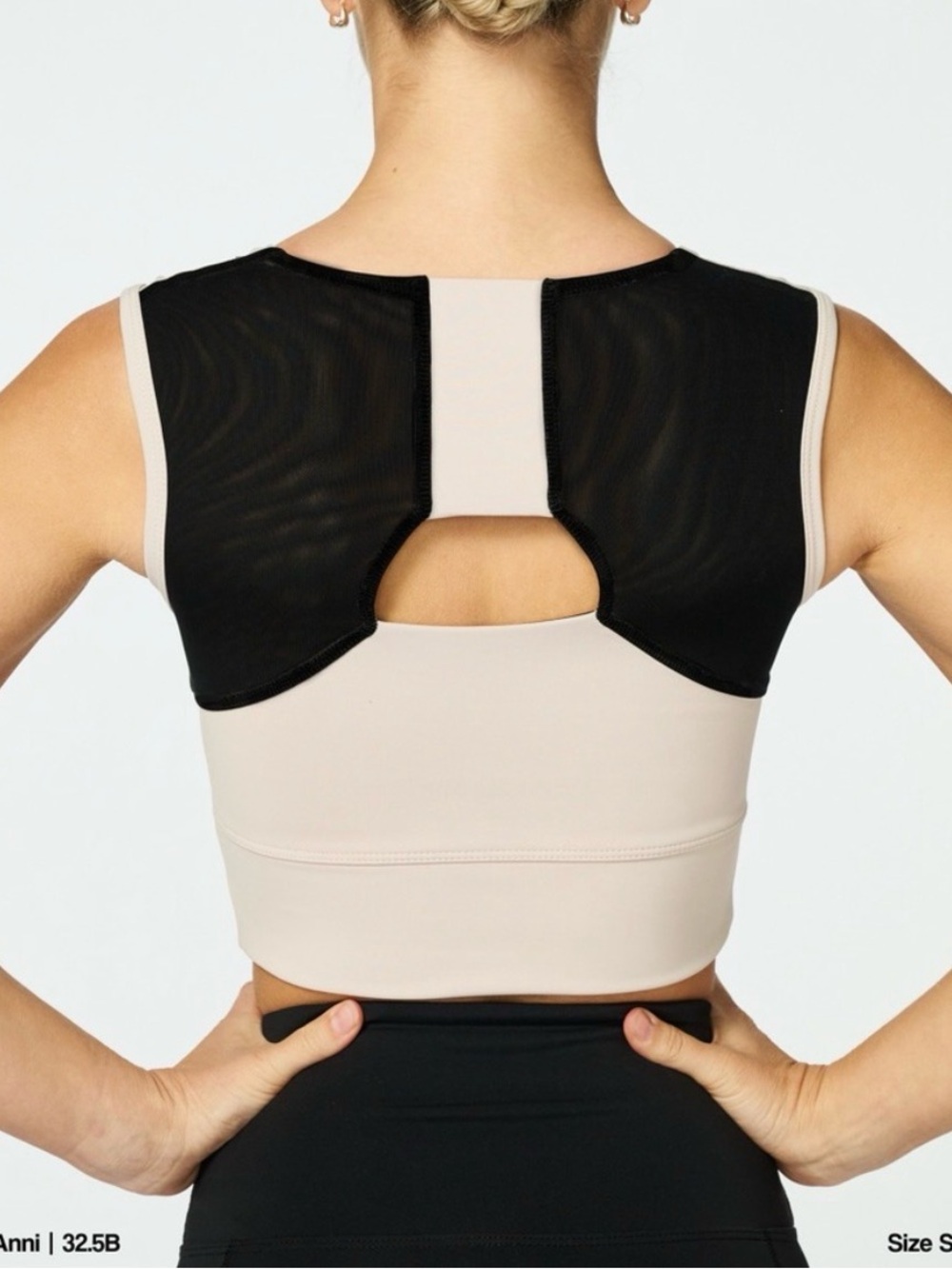 Forme Power Bra Sports Bra in Ecru Black Mesh Back Size Medium Posture Support - Picture 2 of 10